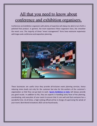 All that you need to know about conference and exhibition organisers