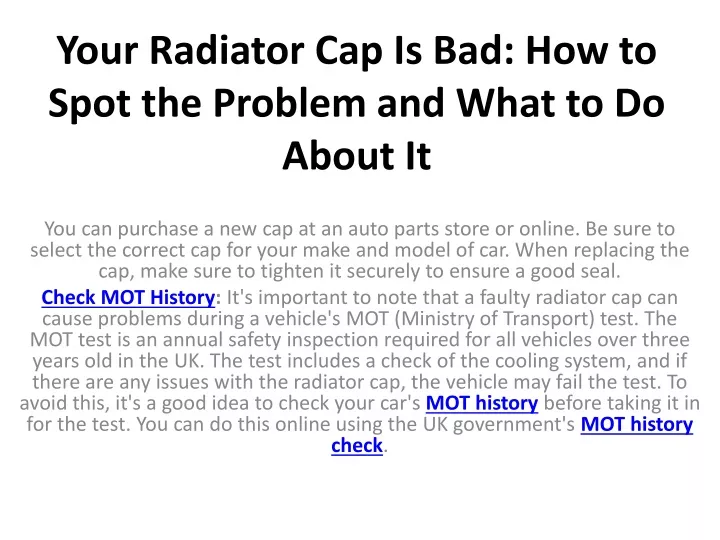 your radiator cap is bad how to spot the problem and what to do about it
