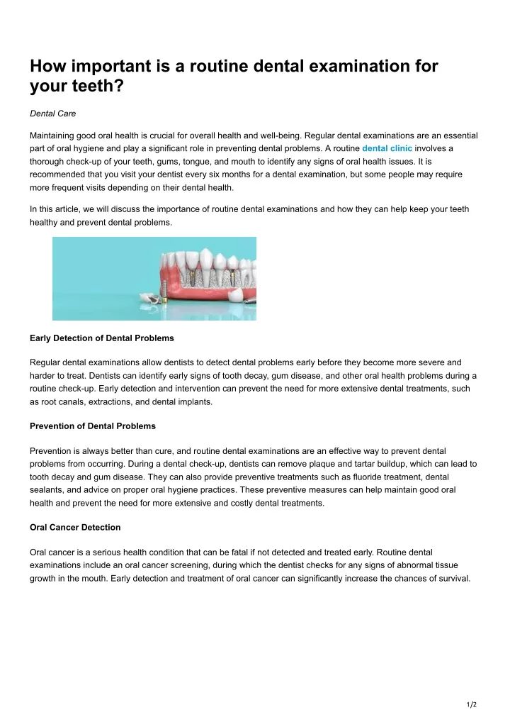 how important is a routine dental examination