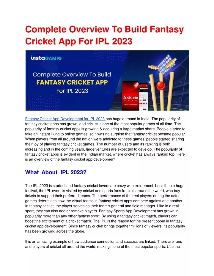 complete overview to build fantasy cricket app for ipl 2023