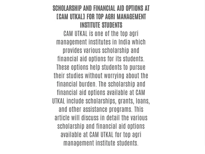 scholarship and financial aid options