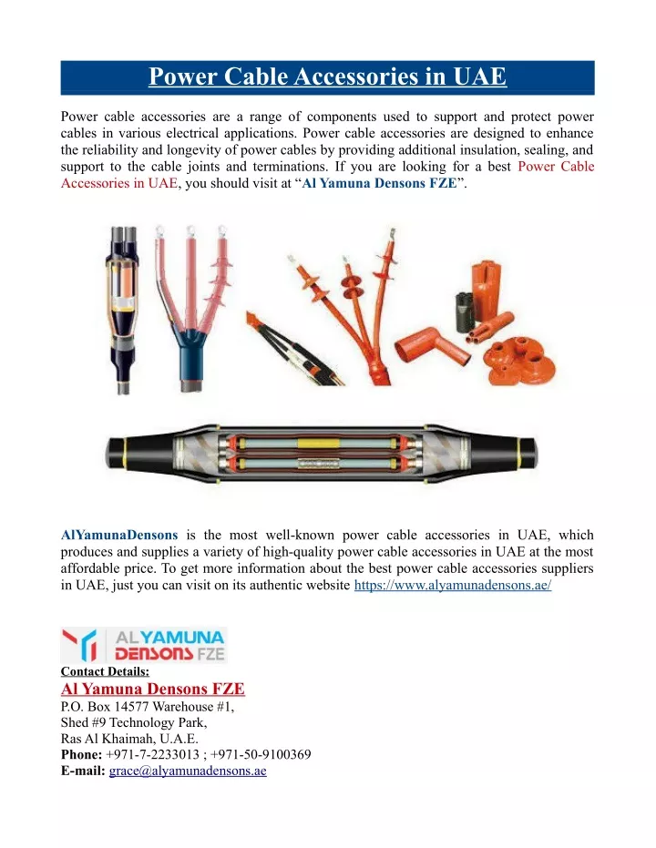 PPT Power Cable Accessories in UAE PowerPoint Presentation, free download ID12092889