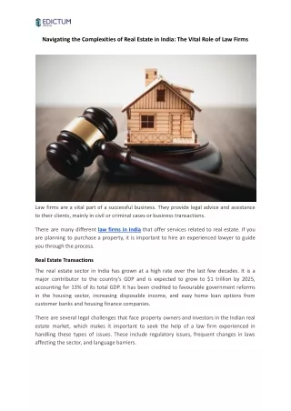 Navigating the Complexities of Real Estate in India_ The Vital Role of Law Firms