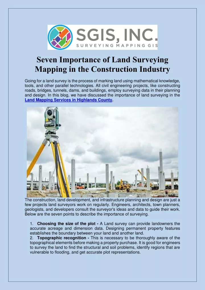 seven importance of land surveying mapping