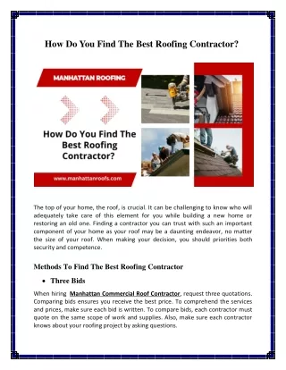 How Do You Find the Best Roofing Contractor?