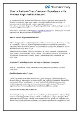 How to Enhance Your Customer Experience with Product Registration Software