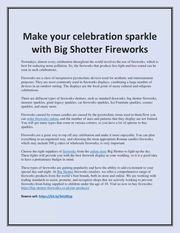 make your celebration sparkle with big shotter