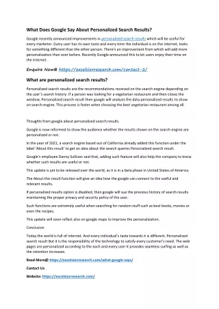 what does google say about personalized search