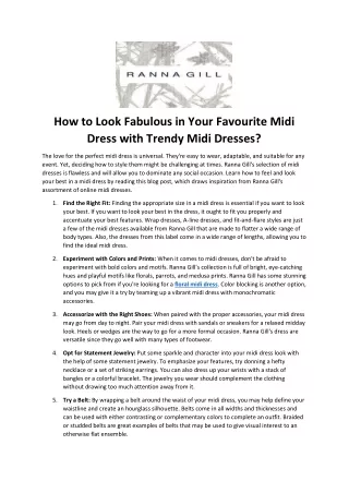 How to Look Fabulous in Your Favourite Midi Dress with Trendy Midi Dresses