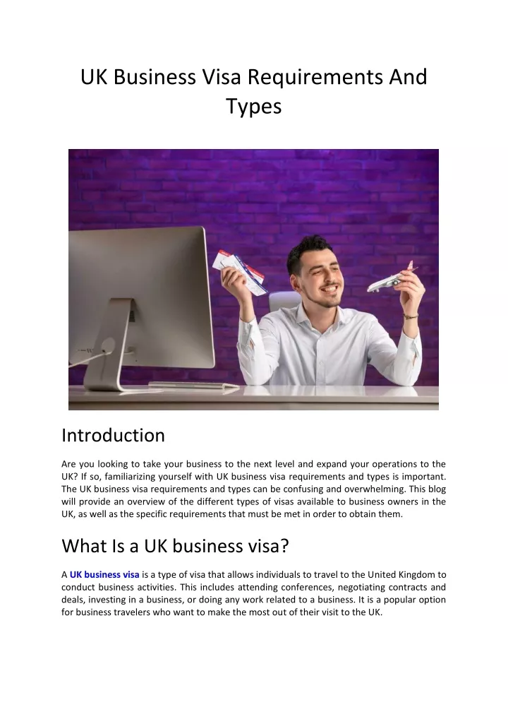 uk business visa requirements and types