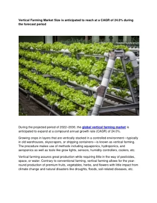 vertical farming market size is anticipated