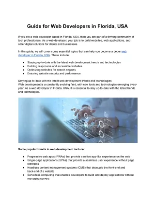 guide for web developers in florida usa