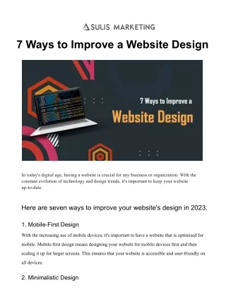 7 Ways to Improve a Website Design
