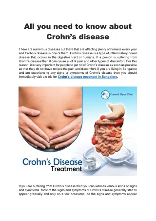 All you need to know about Crohn’s disease -  Gastro & Gynae Clinic