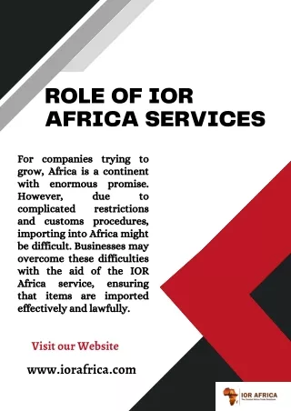 Role of IOR Africa Services
