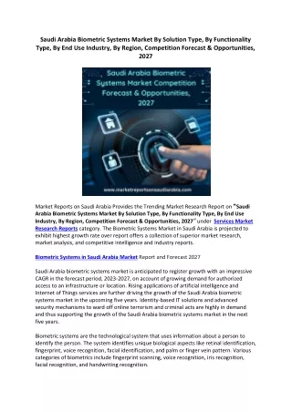 Saudi Arabia Biometric Systems Market pdf file