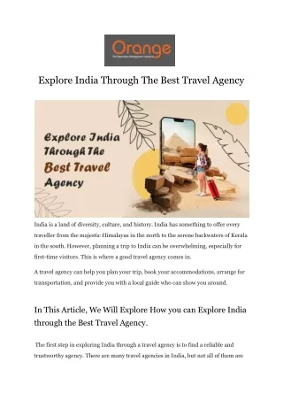 Explore India Through The Best Travel Agency