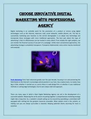 Choose Innovative Digital Marketing with Professional Agency