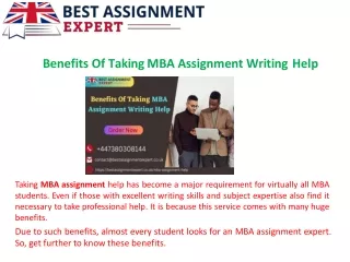 Benefits Of Taking MBA Assignment Writing Help.
