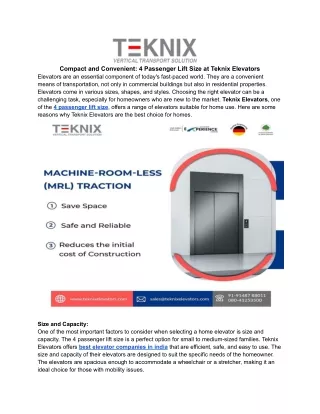 Compact and Convenient_ 4 Passenger Lift Size at Teknix Elevators