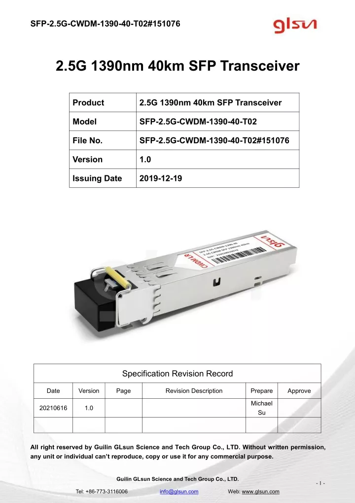 sfp 2 5g cwdm 1390 40 t02 151076