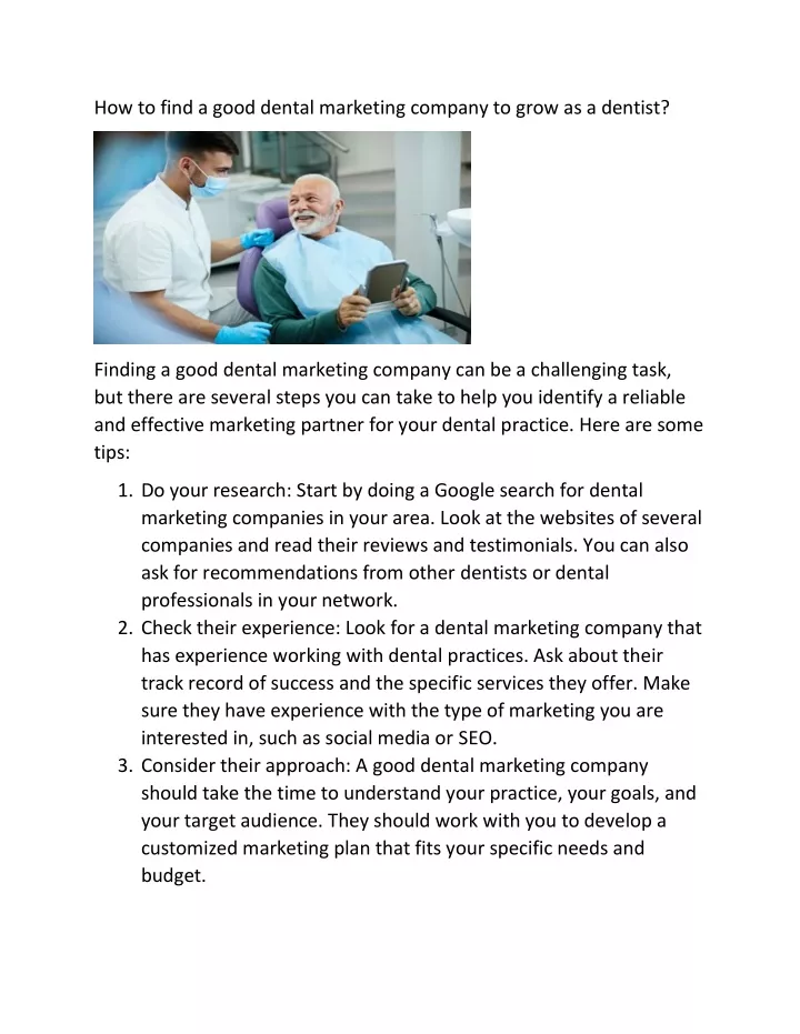 how to find a good dental marketing company