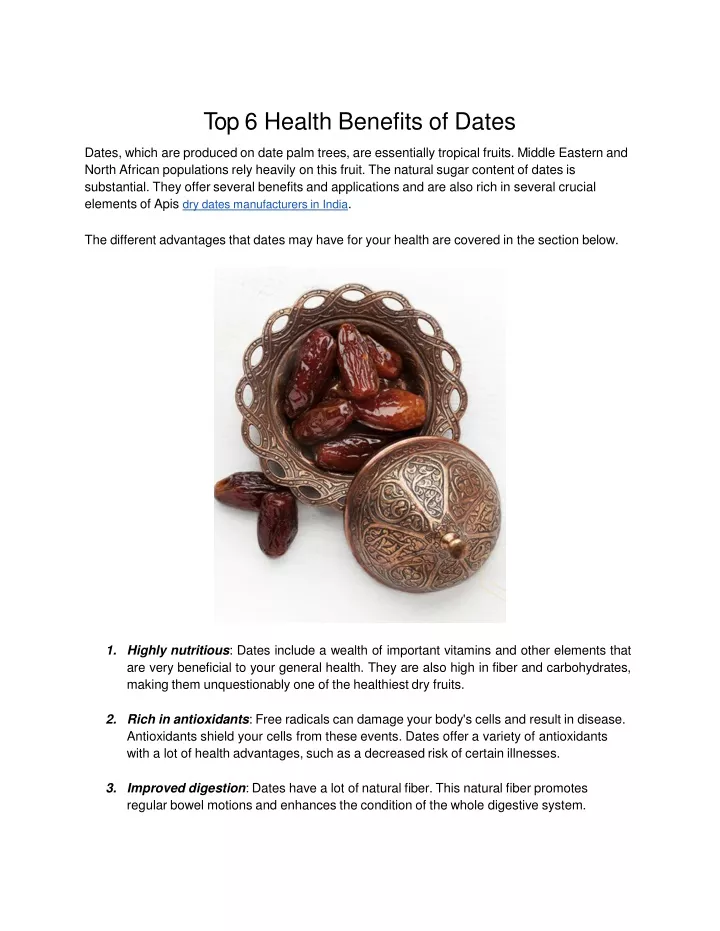 top 6 health benefits of dates dates which