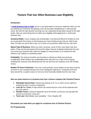Factors That Can Affect Business Loan Eligibility