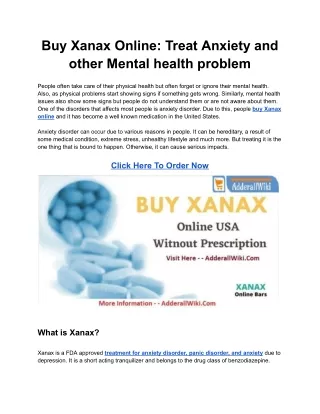 Buy Xanax Online_ Treat Anxiety and other Mental health problem