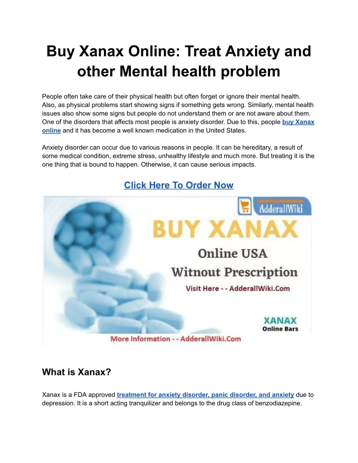 buy xanax online treat anxiety and other mental