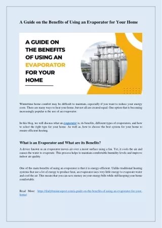 a guide on the benefits of using an evaporator