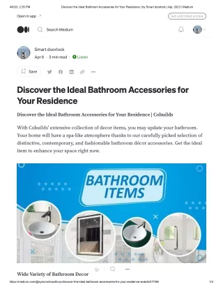 Discover the Ideal Bathroom Accessories for Your Residence