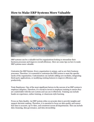how to make erp systems more valuable