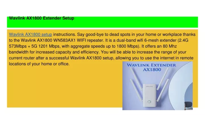 wavlink ax1800 extender setup