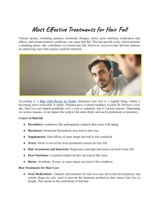 Most Effective Treatments for Hair Fall