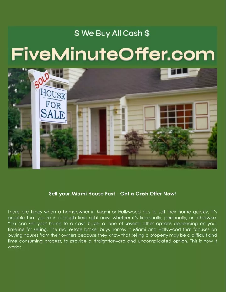 sell your miami house fast get a cash offer now