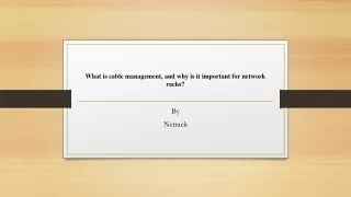 what is cable management and why is it important for network racks