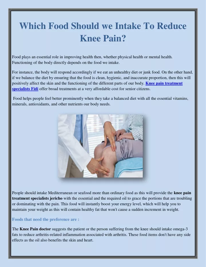 which food should we intake to reduce knee pain