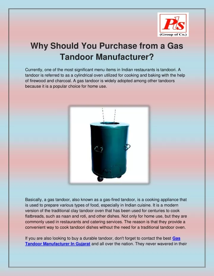 why should you purchase from a gas tandoor