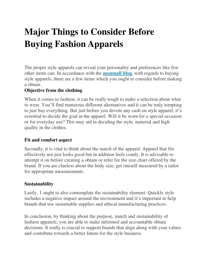 major things to consider before buying fashion