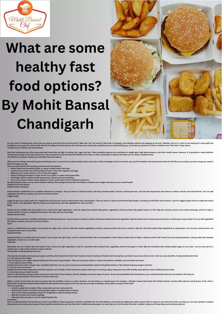 What Are Some Healthy Fast Food Options