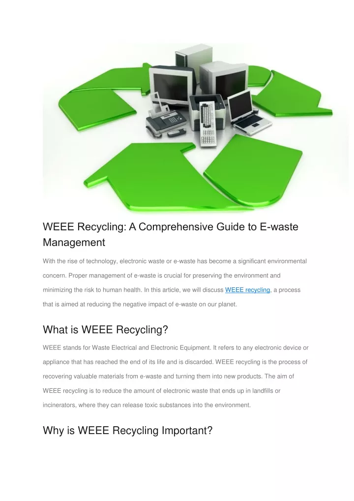 weee recycling a comprehensive guide to e waste