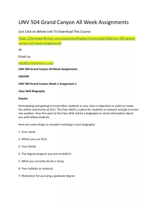 unv 504 grand canyon all week assignments