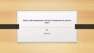 what is cable management and why is it important