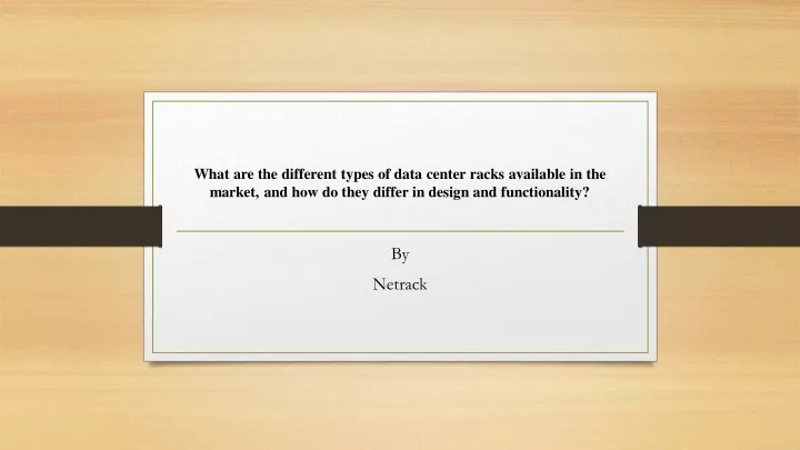 what are the different types of data center racks