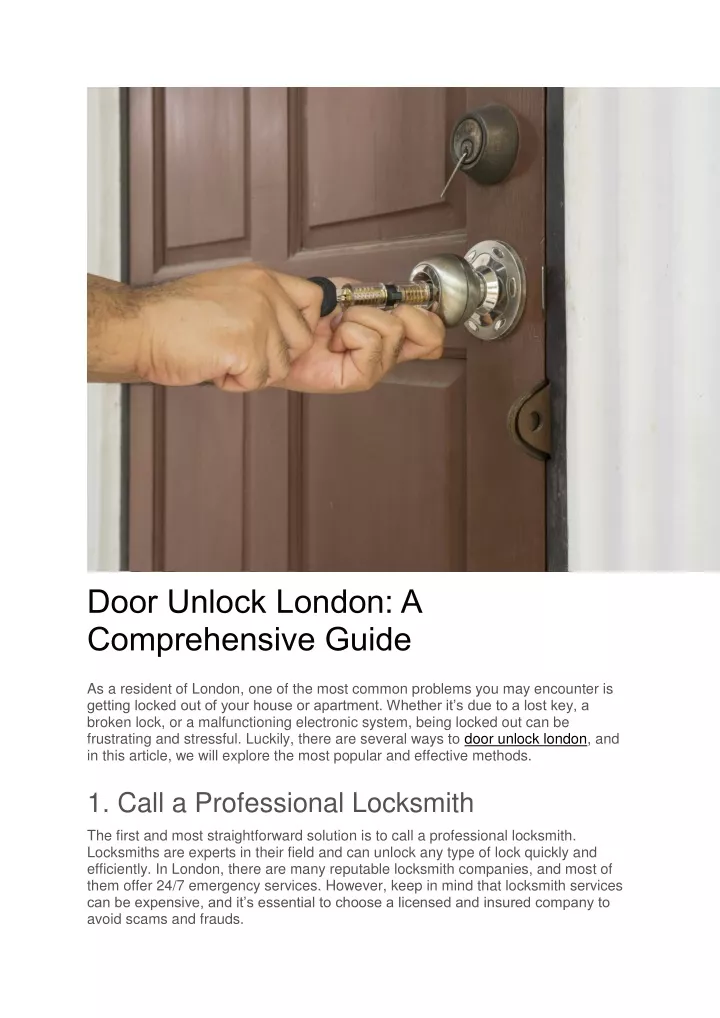 door unlock london a comprehensive guide