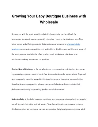 Growing Your Baby Boutique Business with Wholesale