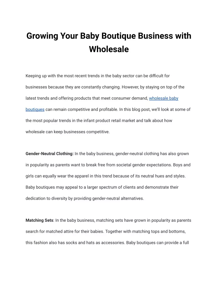 growing your baby boutique business with wholesale
