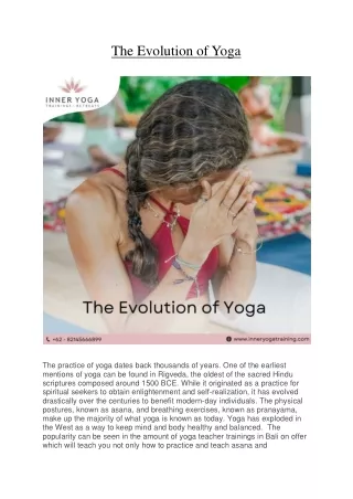 The Evolution of Yoga