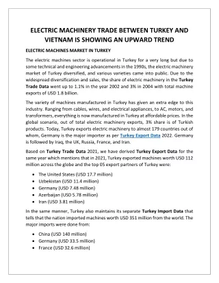 TURKEY x VIETNAM ELECTRIC MACHINES Blog- TradeImeX